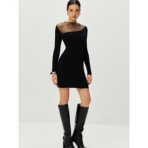 Commense Black Mesh Midi Dress
